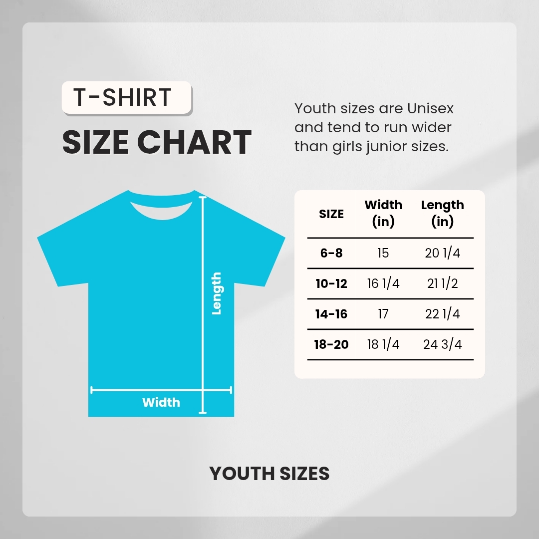 Youth T-shirt Chart